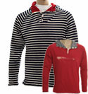 Dark Navy and White Stripe Reversible Hooded Sweatshirt