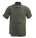 Stone Island Denims Green Linen Short Sleeve Shirt