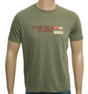 Stone Island Denims Green T-Shirt with Red Printed Logo