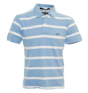 Stone Island Denims Pale Blue and Cream Stripe Polo Shirt
