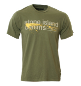 Stone Island Green T-Shirt with Yellow Logo