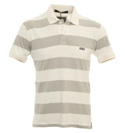 Stone Island Grey and White Stripe Polo Shirt