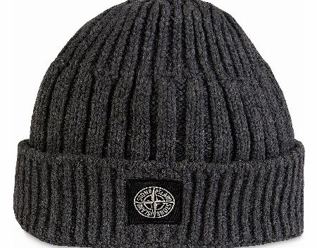Stone Island Grey Patch Logo Beanie