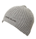Stone Island Grey Ribbed Beanie Hat