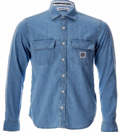 Stone Island Logo Chest Patch Denim Shirt