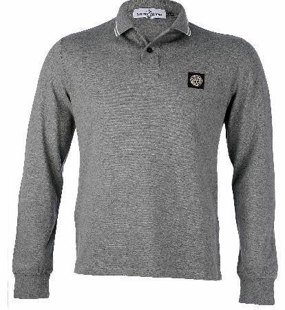 Stone Island Long Sleeve Contrast Trim Polo Grey