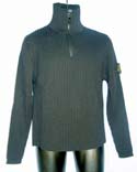 Stone Island Mens Black 1/4 Zip High Neck Wool Sweater