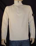 Mens Cream 1/4 Zip Cotton Sweater