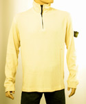 Mens Cream 1/4 Zip High Neck Cotton Mix Sweater
