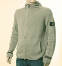 Mens Dark Beige Full Zip Hooded Cotton Sweater