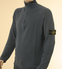 Mens Dark Blue 1/4 Zip High Neck Cotton Sweater