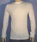 Mens Denims Cream Round Neck Long Sleeve T-Shirt