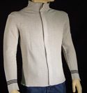 Mens Light Grey Full Zip High Neck Cotton Sweater