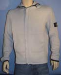Mens Light Grey Full Zip Hooded Knitted Sweater