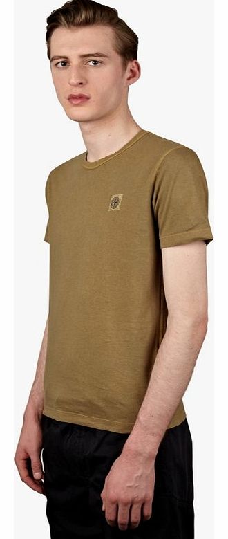 Stone Island Mens Olive Garment-Dyed T-Shirt