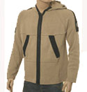 Mens Stone Island Beige Full Zip Hooded Cotton Sweater With Black Trim