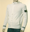 Mens White Full Zip Hooded Cotton Sweater
