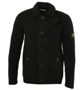 Stone Island Navy Ribbed Buttoned Cardigan
