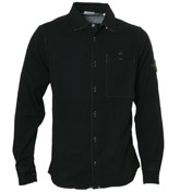 Navy Wool Mix Long Sleeve Shirt