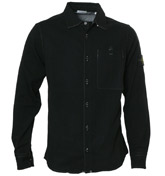 Stone Island Navy Wool Mix Long Sleeve Shirt