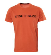 Stone Island Orange T-Shirt with Black Logo