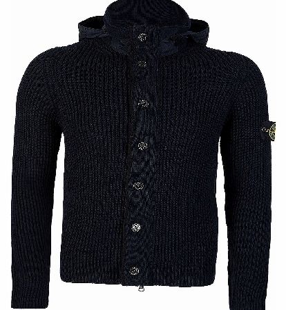 Stone Island Ribbed Zip Thru Navy Cardigan
