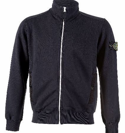 Stone Island Sleeve Compass Logo Zip Up Navy