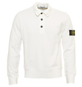 Stone Island White 4 Button High Neck Sweatshirt