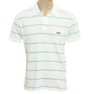 Stone Island White and Green Stripe Polo Shirt