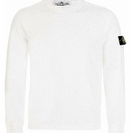 Stone Island White Crew Neck Long Sleeve Top