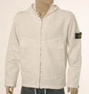 Stone Island White Full Zip Hooded Cotton Sweatshirt