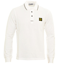 Stone Island White Long Sleeve Pique Polo Shirt