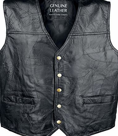 Stone Leather Vest Waistcoat black XL