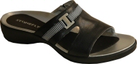 Stonefly black leather flat slip-on mule
