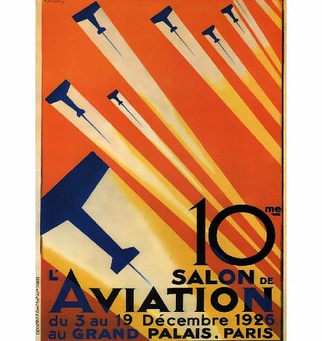 Stones Vintage Travel amp; Aviation 10TH PARIS AIRSHOW 1926 Reproduction Poster on 200gsm A3 Satin Art Card