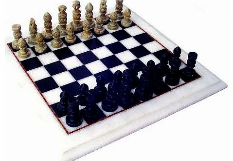 12``x12`` Collectible White Marble Chess Board Game Set Stone Crafted Pieces (Delivered Within 7 Days)