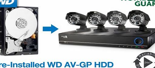Storage Options HG4DIY HomeGuard DIY CCTV Kit 4-Channel D1 DVR   2x 480TVL HomeGuard DIY All Weather Outdoor CCTV Cameras