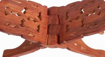 A Folding Book Stand Holder Made From Mango Wood Beautifully & Intricately Hand Carved Birthday or Housewarming Gift Ideas for Men Women