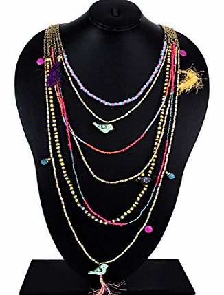 Store Indya Christmas Gifts Funky Tribal Seed Bead amp; Bird Necklace Fashion Jewellery for Women amp; Girls