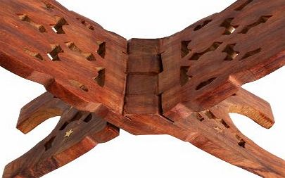 Folding Book Stand Holder Made From Mango Wood Beautifully & Intricately Hand Carved Gift Ideas for Men Women