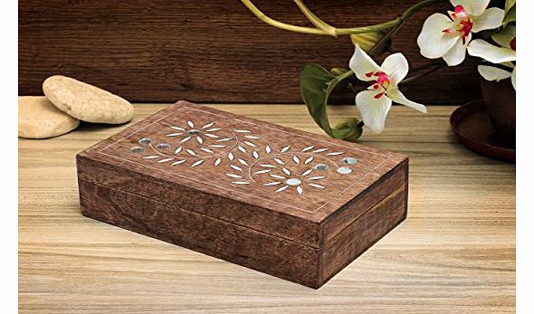 Store Indya Hand Crafted Christmas Gifts Decorative Box with Carved Inlay