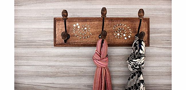 Store Indya Mothers Day Gift Hand Crafted Dual Coat Hanger or Key Hook Wooden amp; Wall Mounted