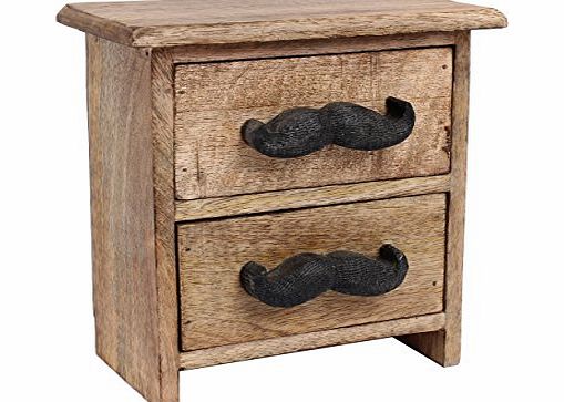 Store Indya Mothers Day Gift Quirky Hand Crafted Wooden Moustache Drawer Style Storage Box Organizer