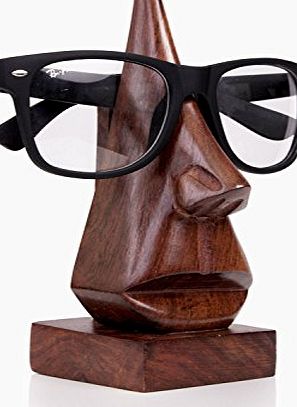 Store Indya Quirky Christmas Gifts Hand Carved Nose Shaped Decorative Rosewood Spectacle Reading Sun Glass Holder Stand