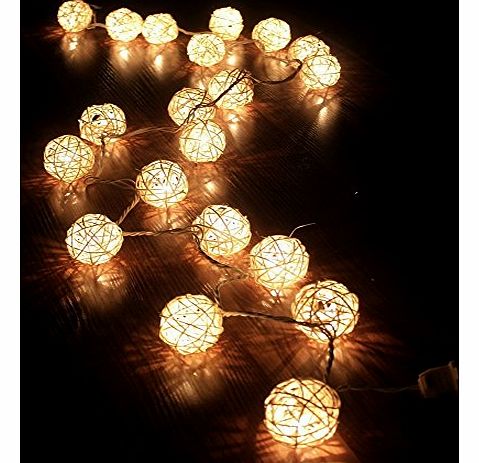 Cream White Rattan Ball Fairy Lights - Ideal Wedding, Christmas & Party String Lights
