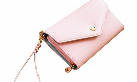 Storm Store  Women Clutch Crown Smart Pouch Purse Flip Strap Wallet Handbag For iPhone 3GS/4/4S iPhone 5/5S iPod Touch Mp3 Samsung Galaxy S3 S4 Case Multi-purpose (Pink)
