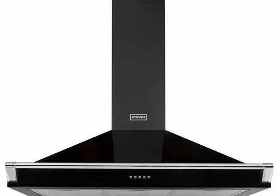 900 RICH 90cm Cooker Hood with Rail - Black