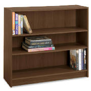 3 shelf wide bookcase, walnut effect