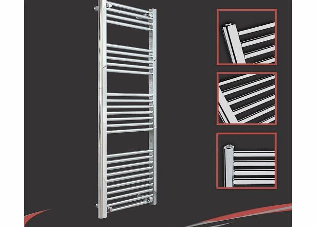 Straight Chrome Ladder Rails 400mm(w) x 1400mm(h) Straight Chrome Heated Towel Rail, Radiator, Warmer 1926 BTUs Bathroom Central Heating Ladder Rail (Horizontal Bar Pattern: 4-5-7-10)