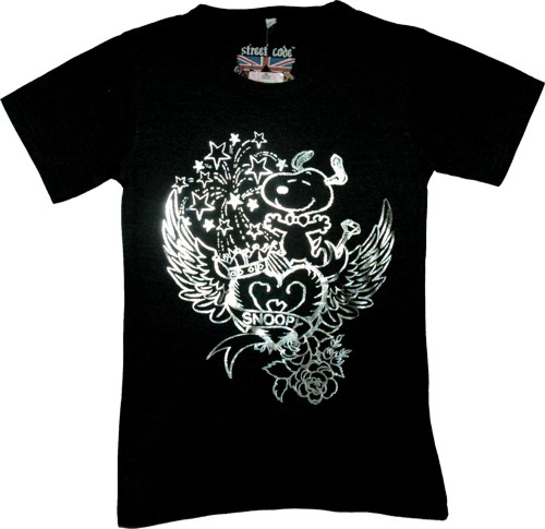 Street Code Ladies Foil Print Snoopy T-Shirt from Street Code